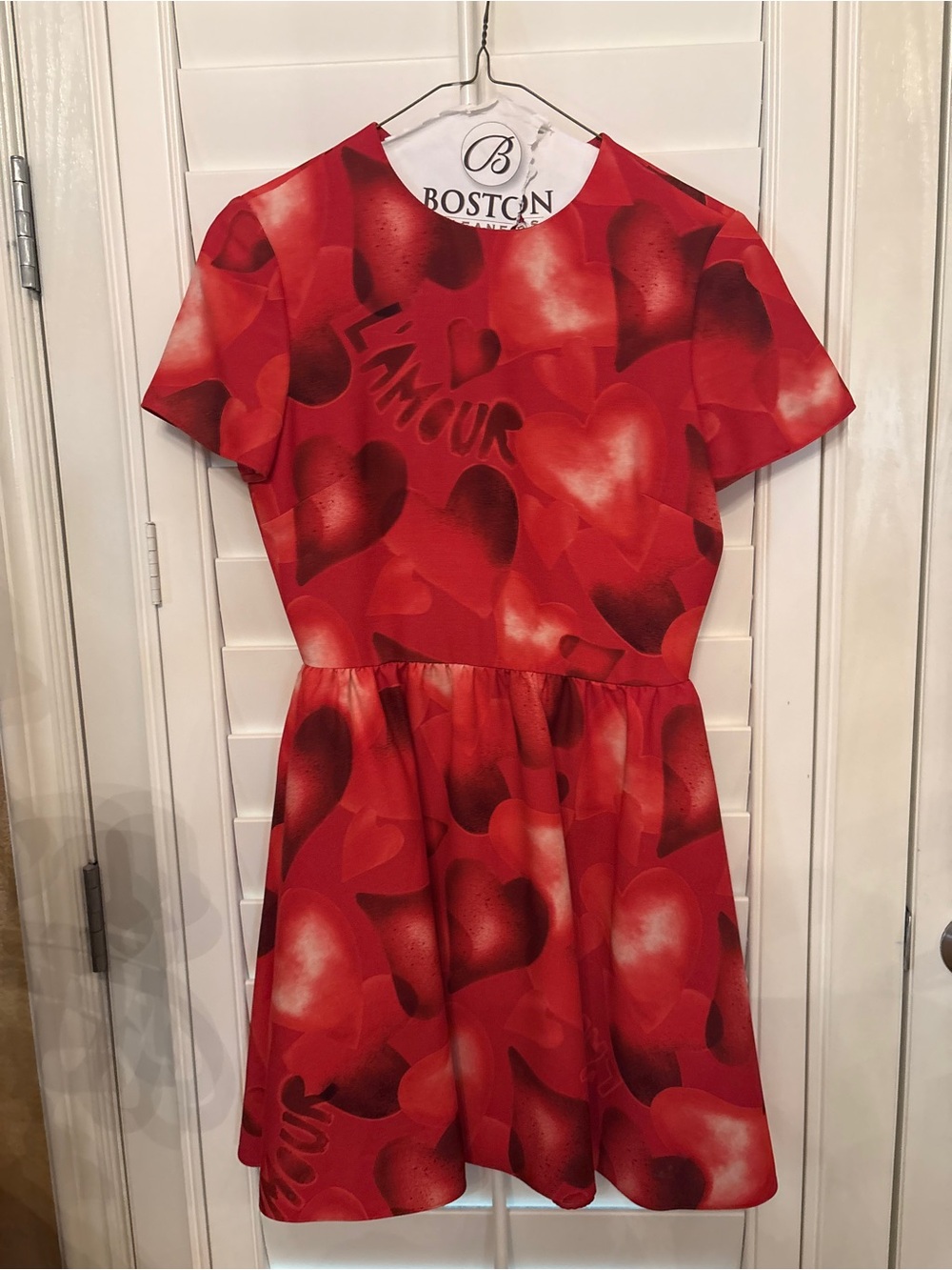 Valentino Girls Red Heart-Print Casual Dress